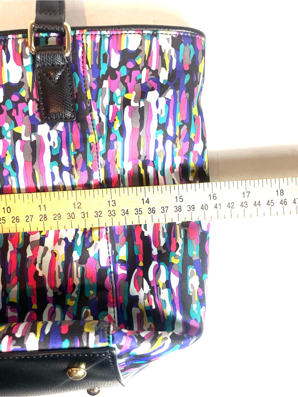 Vera Bradley Ella Tote Colorful Abstract Print Water-Resistant Bag Leather Trim - Picture 15 of 16